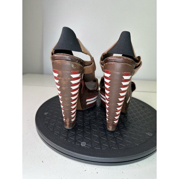 Marni Beige Brown Patent Leather Platform Pumps Spring 2009 RTE Sz 38 / 8 US - Picture 6 of 13